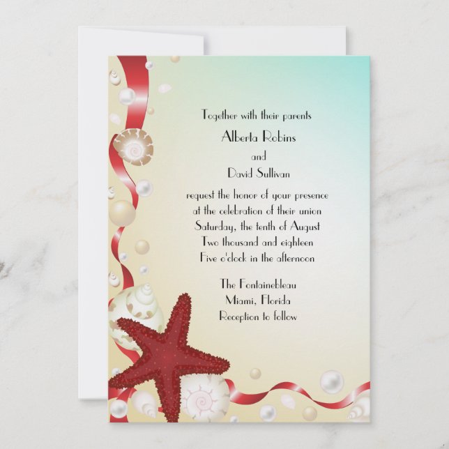 Skatter från havet Bröllopsinbjudan Inbjudningar (Framsida)