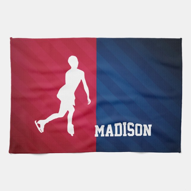 Skatter i figur; röd, vit och blå kökshandduk (Horisontell)