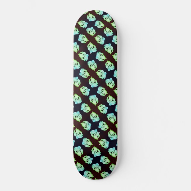 Skatterad marmor abstrakt modern konst vit grönt mini skateboard bräda 18,5 cm (Framsida)