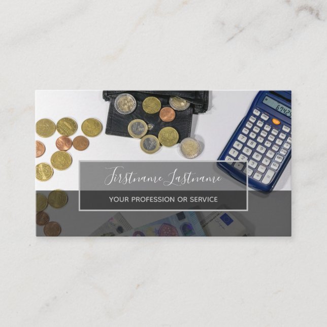 Skatterevisor och finansexperters kalkylator visitkort (Framsida)