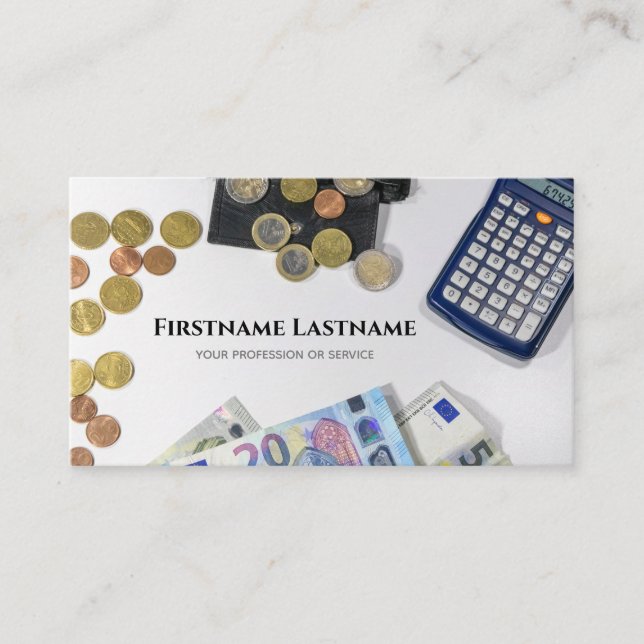 Skatterevisor och finansexperters kalkylator visitkort (Framsida)