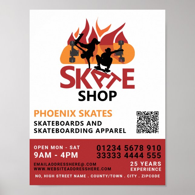 Skatteshop, skateboardreklam poster (Framsidan)