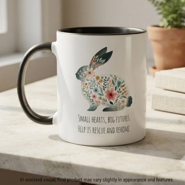 Skattkammar Kaninräddningstribut i blomsteräng Mugg (This floral bunny design serves as a conversation starter to raise awareness for rabbit rescue.)