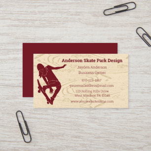 Skattpark, skateboardingtorn, skateboard visitkort