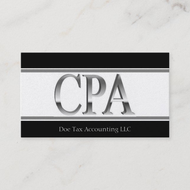 Skattrevisorplatina görar randig 3D CPA Visitkort (Framsida)