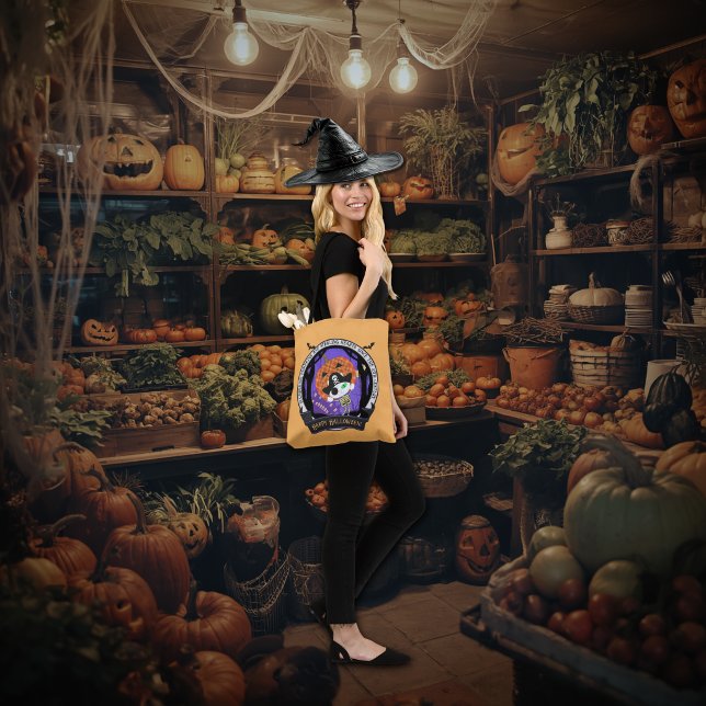 Skattskelettkatt Tygkasse (Pirate skeleton cat tote bag.)