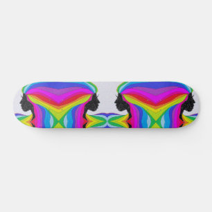 Skattskiva med regnbåge, honsilhuett mini skateboard bräda 18,5 cm