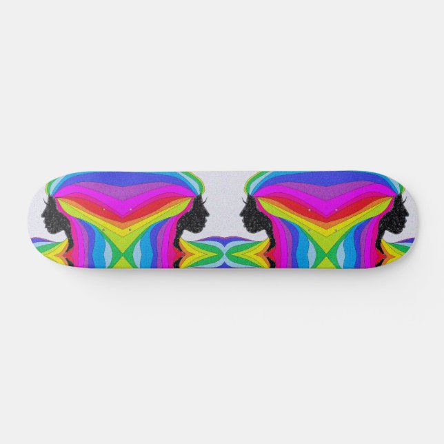 Skattskiva med regnbåge, honsilhuett mini skateboard bräda 18,5 cm (Horz)