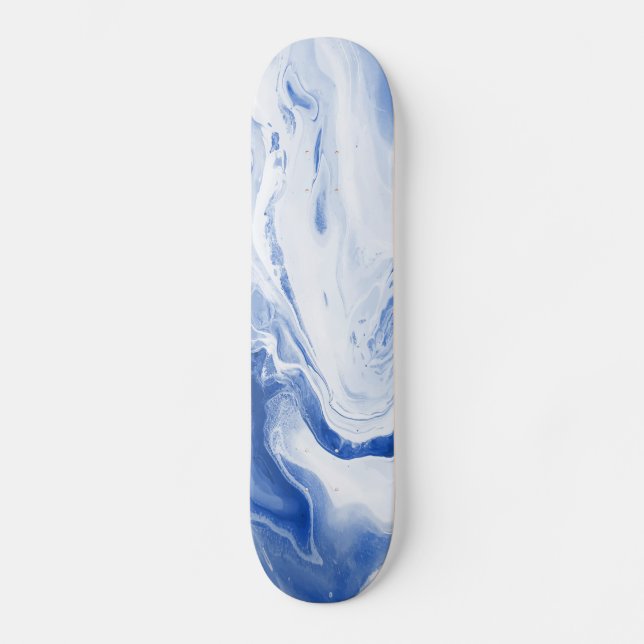 Skattskivor vague bleu aquarelle mini skateboard bräda 18,5 cm (Framsida)