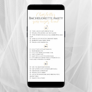 Skavenger Hunt Bachelorette Party Guld gPhoto Game Kort