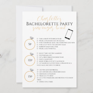 Skavenger Hunt Bachelorette Party Guld Photo Game Kort