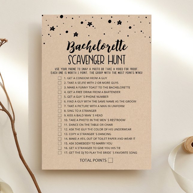 Skavenger Hunt Hen Party Editable-spelkort Inbjudningar (Skapare uppladdad)