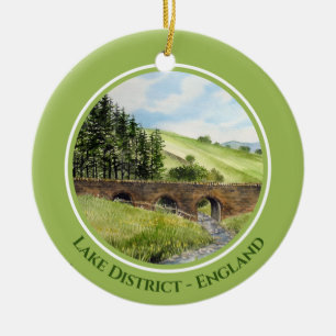 Skawgill Bridge över floden Aiken Sjö i Storbritan Julgransprydnad Keramik