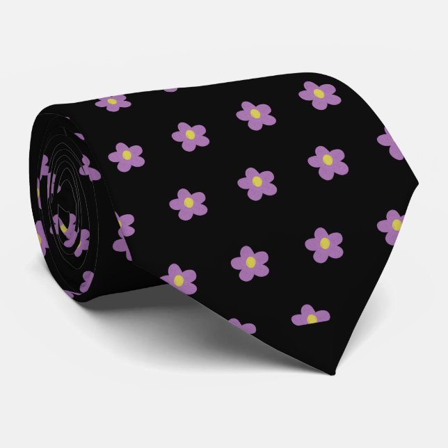 Skaymarts Black Färg Ro Blommigt Design Neck Tie Slips (Rullad)