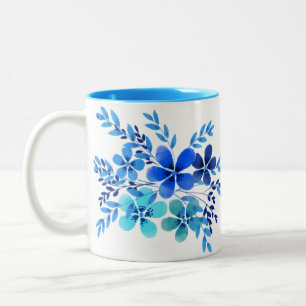 SKAYMARTS Blått Blommigt Mugg-design Två-Tonad Mugg
