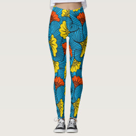 SKAYMARTS | Gult Blommigt African Prints Leggings