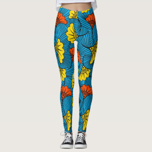 SKAYMARTS Gult Blommigt African Prints Leggings