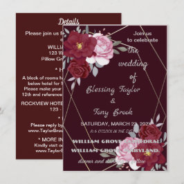 Skaymarts | Maroon Elegant CalliGraph Bröllop I Inbjudningar