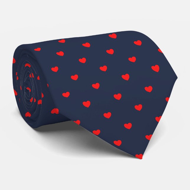 Skaymarts Navy Blue Red Hearty Design Neck Tie Slips (Rullad)
