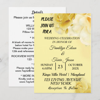 Skaymarts | Romantisk Gult Botanical Bröllop Invi Inbjudningar