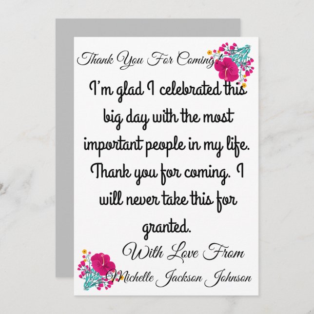 Skaymarts | Tack för Blommigt för inkommande kort (Fram/baksida)