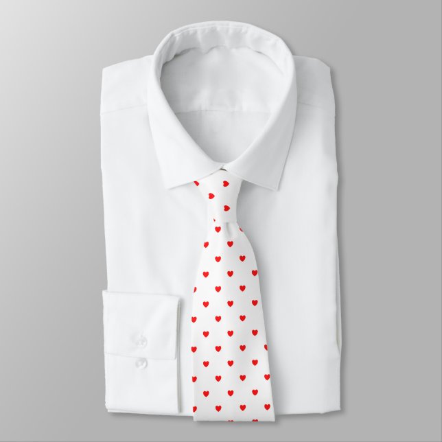 Skaymarts White Färg Red Hearty Design Neck Tie Slips (Bunden)