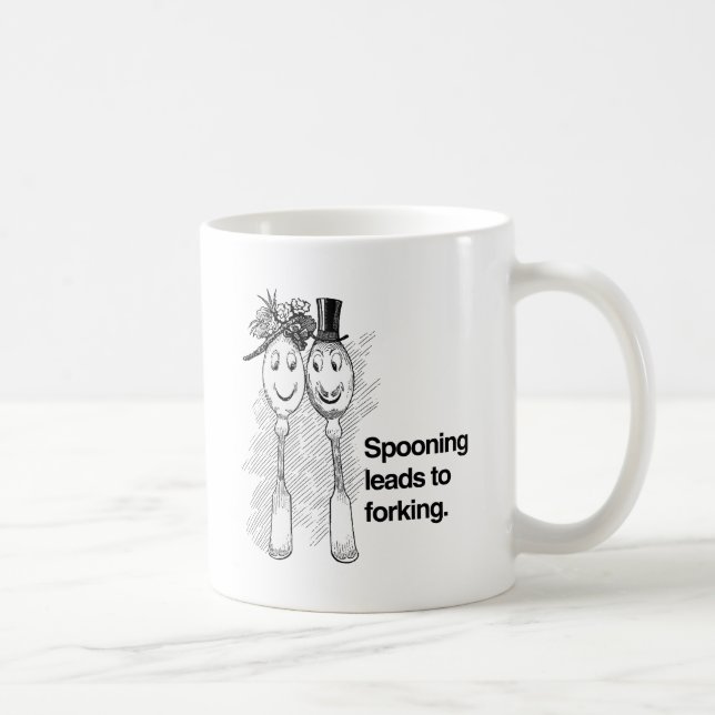 Skedning leder till gaffling kaffemugg (Höger)