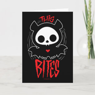 Skelanimals Diego T This Bites Röd Halloween Skräc Kort
