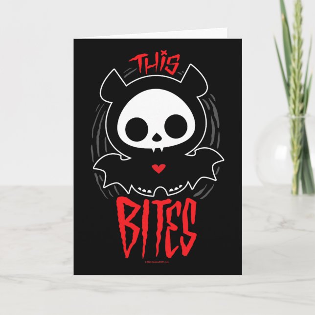Skelanimals Diego T This Bites Röd Halloween Skräc Kort (Framsida)