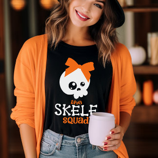 Skele Squad Bow Orange Halloween-familjmatchning T Shirt