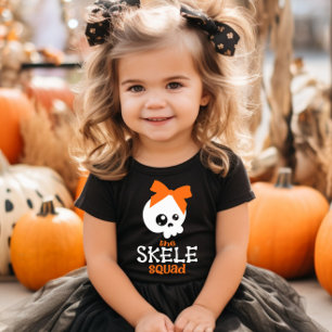 Skele Squad Bow Orange Halloween-familjmatchning T Shirt