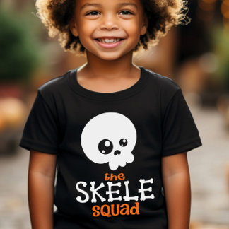 Skele Squad Orange Halloween Kids Family Matching T Shirt