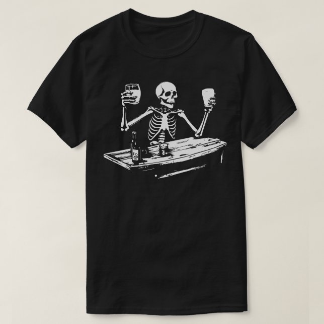 Skelet dricker öl t shirt (Design framsida)