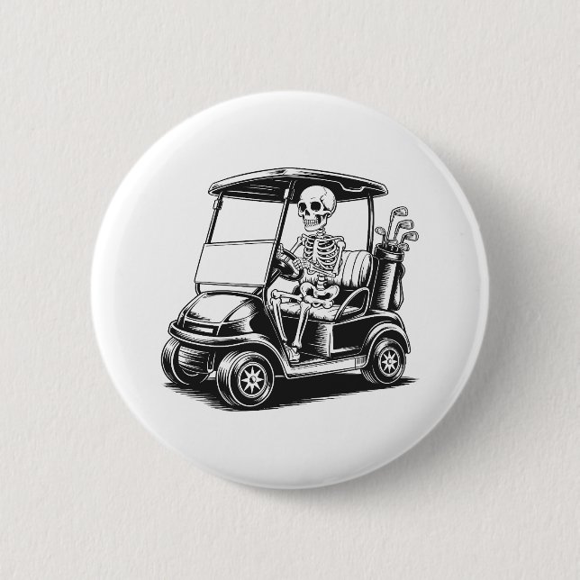 Skeletal Golfer Skull som spelar Golf Knapp (Framsida)