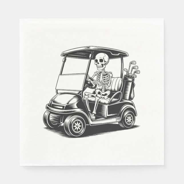 Skeletal Golfer Skull som spelar Golf Pappersservett (Framsidan)