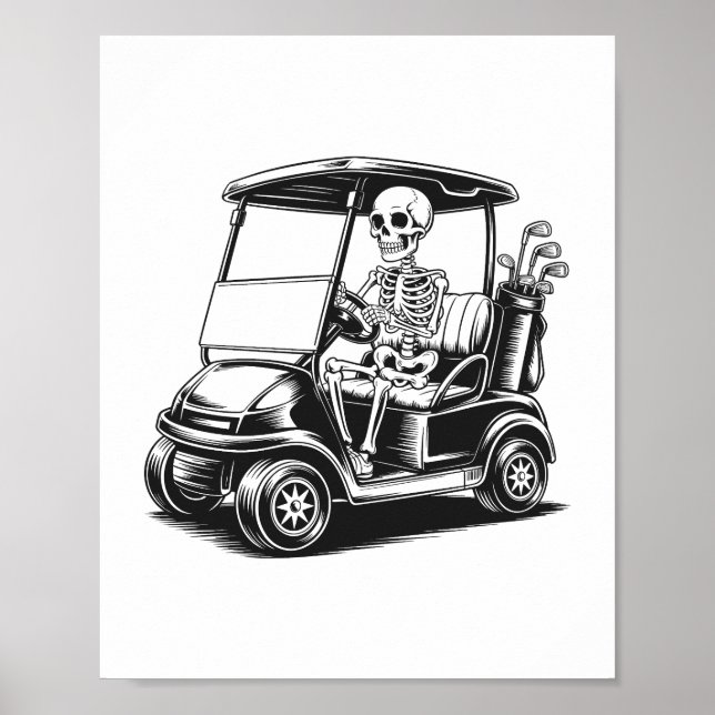 Skeletal Golfer Skull som spelar Golf Poster (Framsidan)