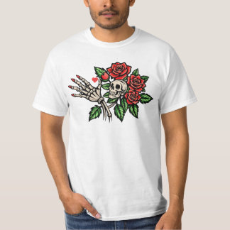 Skeletal hand Holding Röd ros Self-Care T- Shirt T