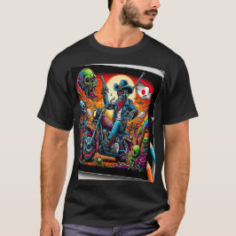 Skeletal Knight on Bike in Zombie Apocalypse T Shirt