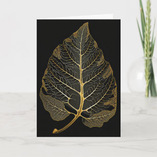 Skeletal Löv - Guld och Black Kort