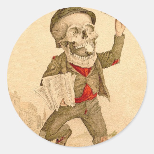 Skeletal Paperboy Runt Klistermärke (Framsida)