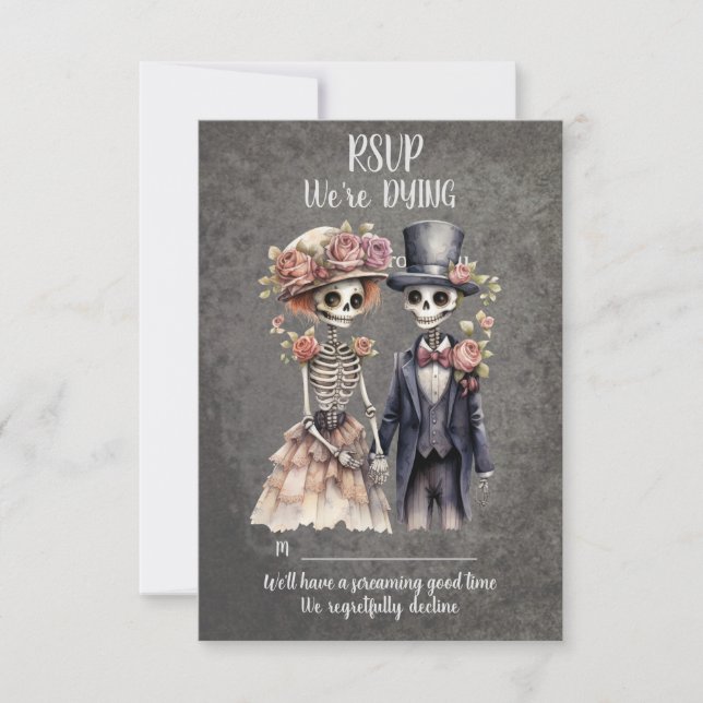 Skeletal par Bröllop OSA Kort (Framsida)