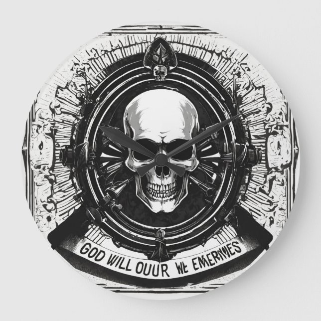 "Skeletelegance: Mini Skull Wall Clock" Stor Klocka (Framsida)