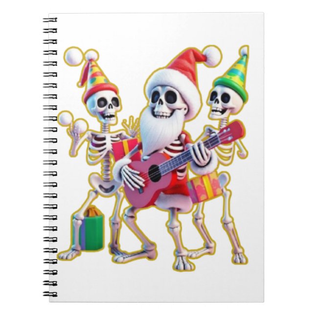 **Skeleton 3D Christm Santa Party – Funnyas Skelet Anteckningsbok (Framsidan)