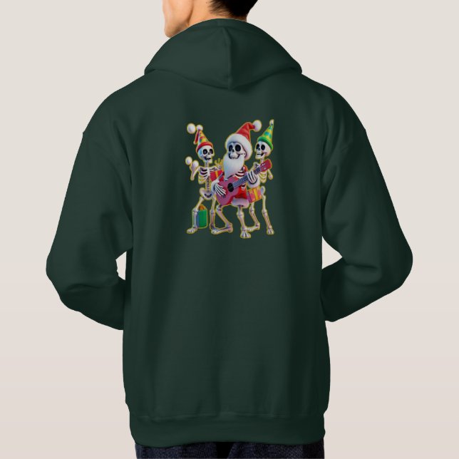 **Skeleton 3D Christm Santa Party – Funnyas Skelet Hoodie (Baksida)