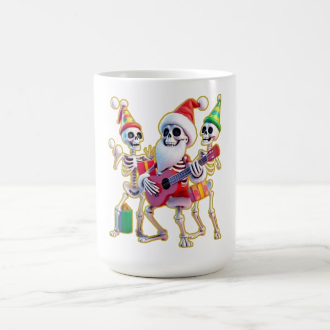 **Skeleton 3D Christm Santa Party – Funnyas Skelet Kaffemugg (Center)