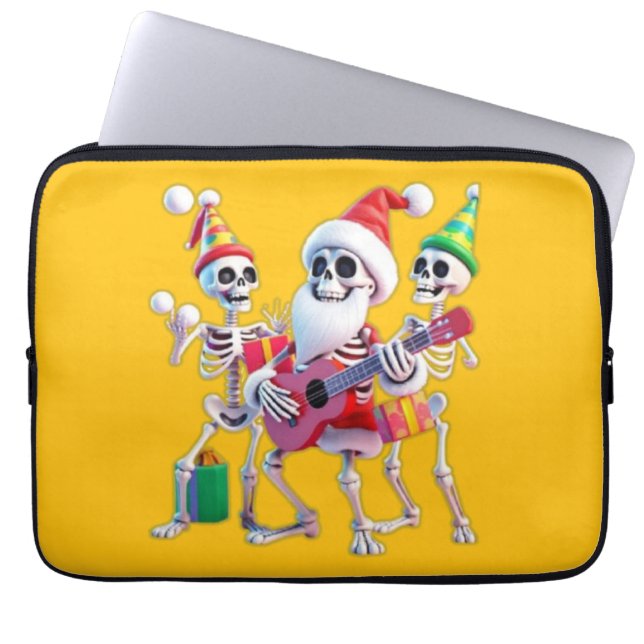 **Skeleton 3D Christm Santa Party – Funnyas Skelet Laptop Fodral (Framsidan)