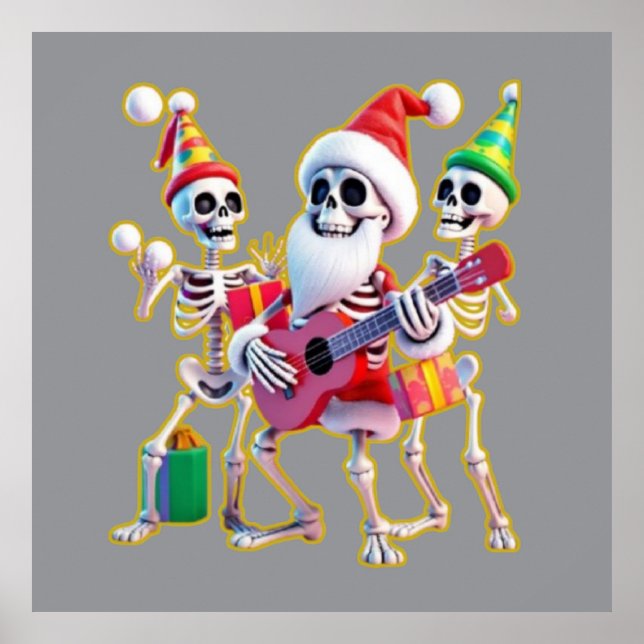 **Skeleton 3D Christm Santa Party – Funnyas Skelet Poster (Framsidan)