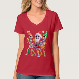 **Skeleton 3D Christm Santa Party – Funnyas Skelet T Shirt