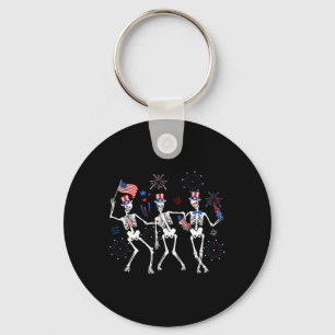Skeleton 4:e juli amerikanska Flagga Skellies Nyckelring