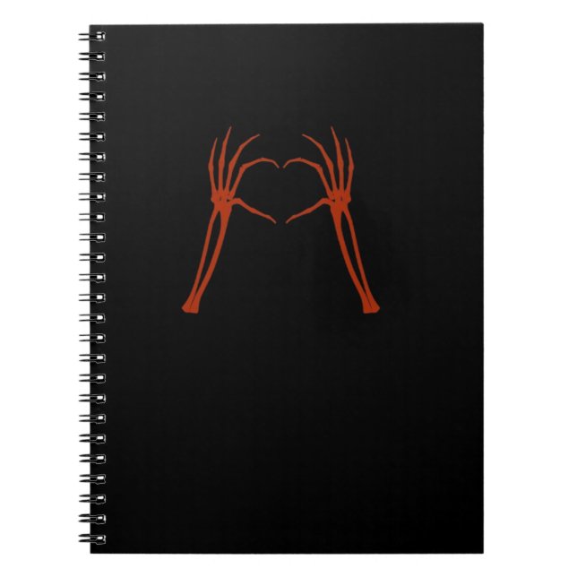 Skeleton Aänder Heart Sign Costume Funny Halloween Anteckningsbok (Framsidan)
